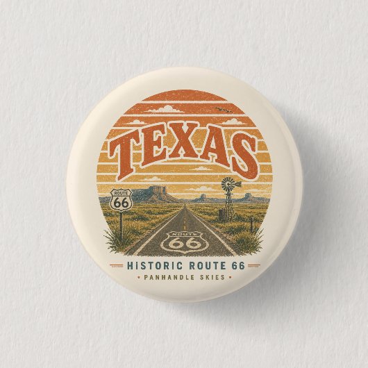Texas Route 66 Panhandle Desert Highway Kunst Button (Vorderseite)