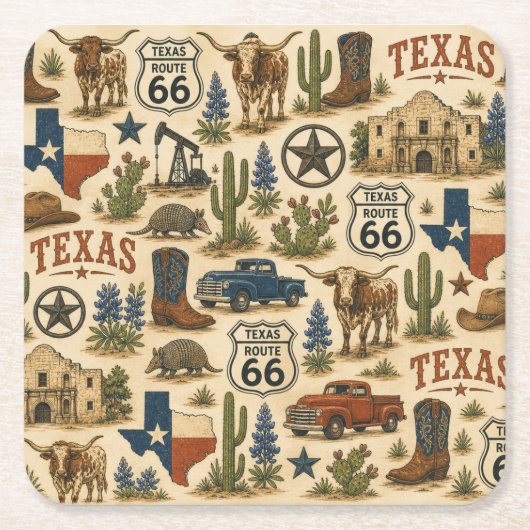 Texas Route 66 Ranch Sips Rechteckiger Pappuntersetzer (Vorderseite)