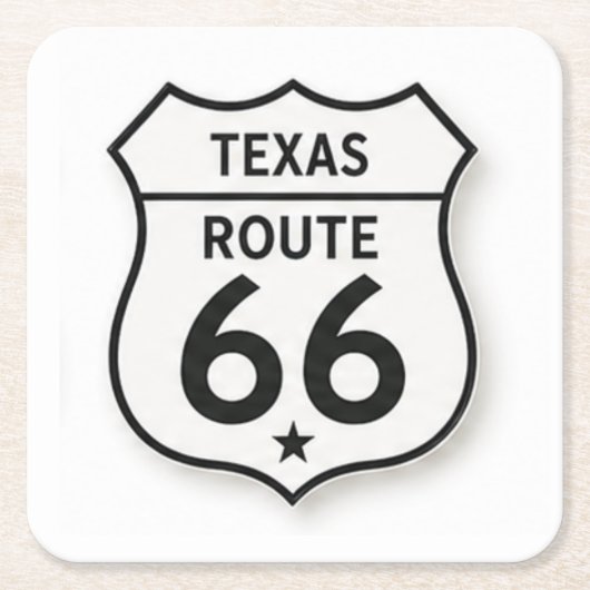 Texas Route 66 Retro Weißer Schild Untersetzer (Vorderseite)