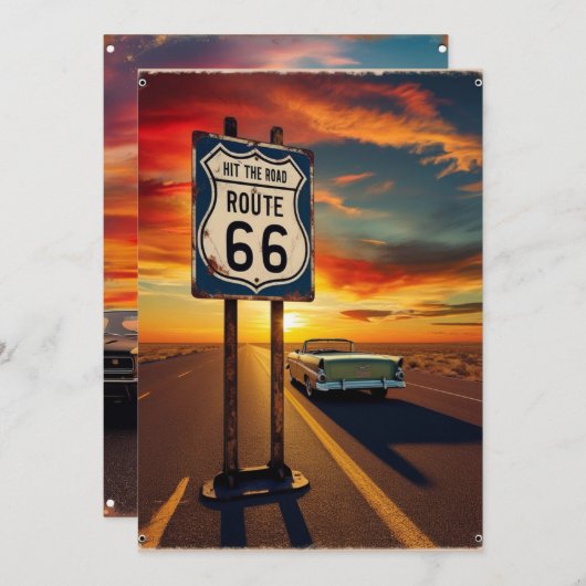 Texas Route 66 Road Trip Memory Einladung (Vorne/Hinten)
