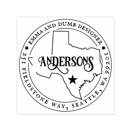 Texas Rücksendeadresse Briefmarke Selbstfarbig Mod Permastempel (Design)