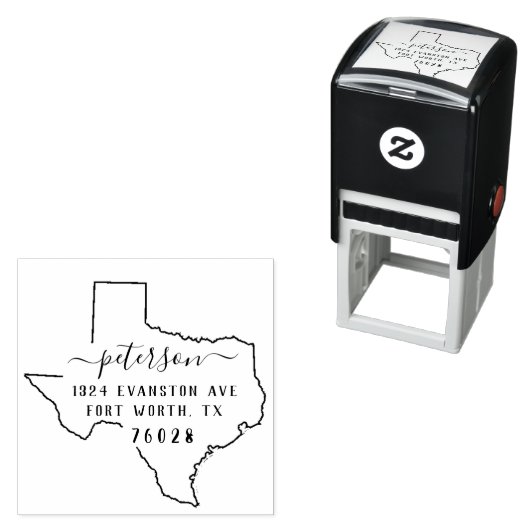 Texas-Rücksendeadresse Briefmarke Selbstfarbig Permastempel (Beispiel)