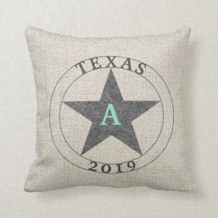 Texas Rustic Grau Off White Burlap Personalisiert Kissen