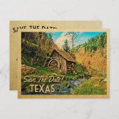 Texas Save the Date Rustikale Hüttenmeilenholz Ankündigungspostkarte (Vorne/Hinten)