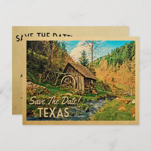 Texas Save the Date Rustikale Hüttenmeilenholz Ankündigungspostkarte (Vorne/Hinten)