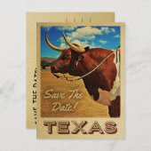 Texas Save the Date Vintag Country Western Ankündigungspostkarte (Vorne/Hinten)