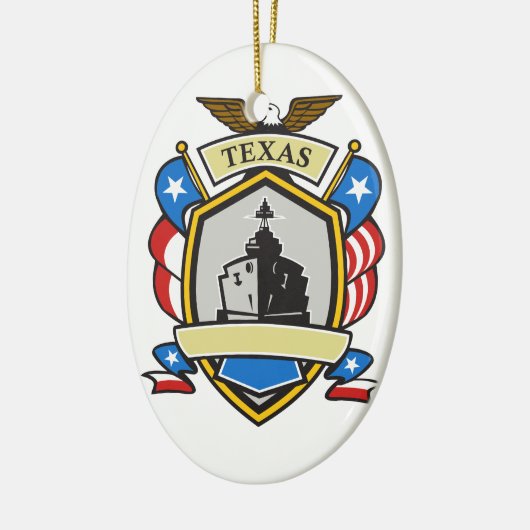 Texas-Schlachtschiff-Emblem Retro Keramik Ornament (Links)