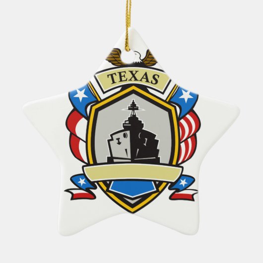 Texas-Schlachtschiff-Emblem Retro Keramikornament (Vorne)