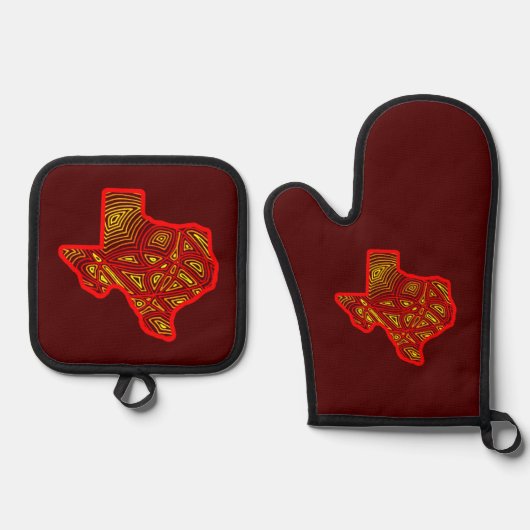 Texas Scribbleprints Ofenhandschuh & Topflappen-Set (Vorderseite)