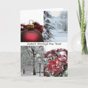 Texas Season's Greetings - rotes Winter-Kollage Feiertagskarte