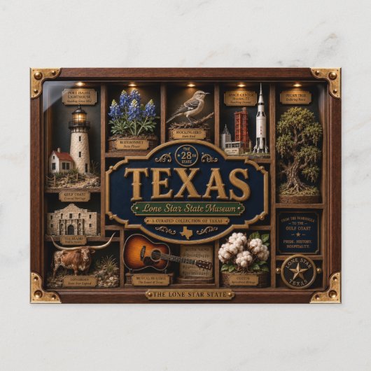 Texas Shadow Box 3D Figurine Staat Postkarte (Vorderseite)