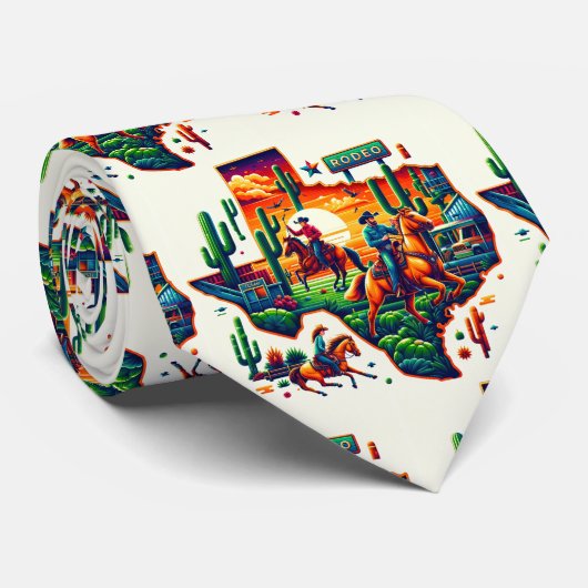 Texas Shape Cowboy Cowgirl Cactus Rodeo Sign Krawatte (Gerollt)