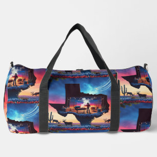 Texas Shape GRILLEN Pit Cowboy Deer Sunset Duffle Bag