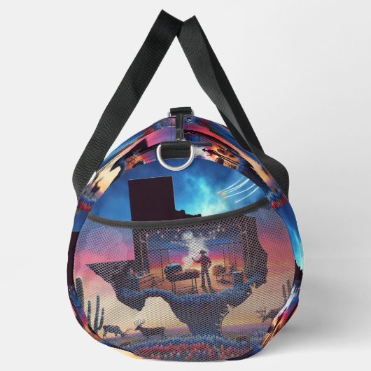 Texas Shape GRILLEN Pit Cowboy Deer Sunset Duffle Bag (Rechts)