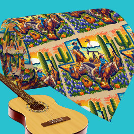 Texas Shape Oil Pump Cowboy Cowgirl Horse Guitar Krawatte