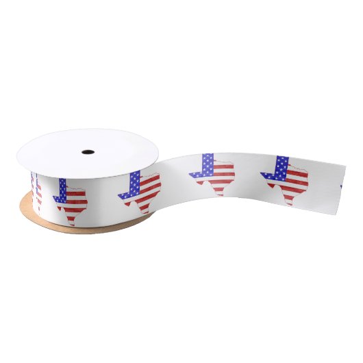 Texas Shaped American Flag Patriotic Texan Satinband (Spule)
