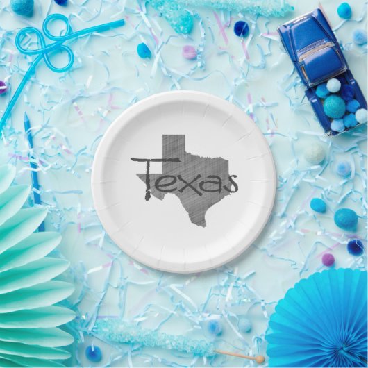 Texas Shaped Gray Lone Star Texan Chalkboard Pappteller (Party)