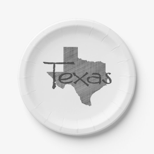 Texas Shaped Gray Lone Star Texan Chalkboard Pappteller (Vorderseite)
