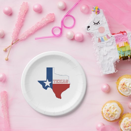 Texas Shaped Lone Star State Flag Texan Party Pappteller (Party)