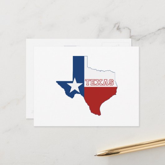 Texas Shaped State Flag Red White Blue Lone Star Postkarte (Vorderseite/Rückseite Beispiel)