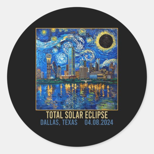 Texas Skyline Artistic Total Solar Eclipse 2024 Runder Aufkleber (Vorderseite)