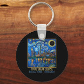 Texas Skyline Artistic Total Solar Eclipse 2024 Schlüsselanhänger (Vorderseite)