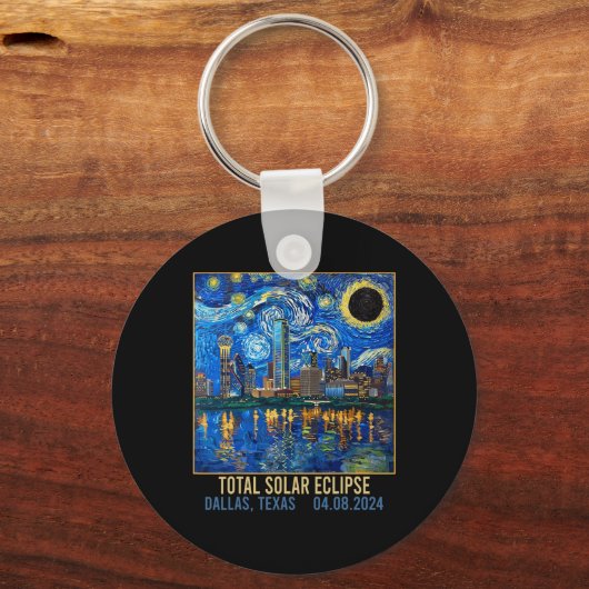 Texas Skyline Artistic Total Solar Eclipse 2024 Schlüsselanhänger (Vorderseite)