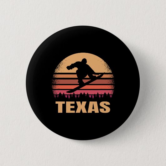 Texas Snowboarding Vintag Snow Boarder Retro 70er Button (Vorderseite)