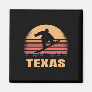 Texas Snowboarding Vintag Snow Boarder Retro 70er Magnet