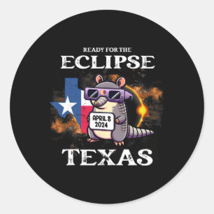 Texas Solar Eclipse 2024 April 8 Funny Armadillo F Runder Aufkleber