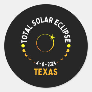 Texas Solar Eclipse 2024 Party Gesamtübersicht USA Runder Aufkleber