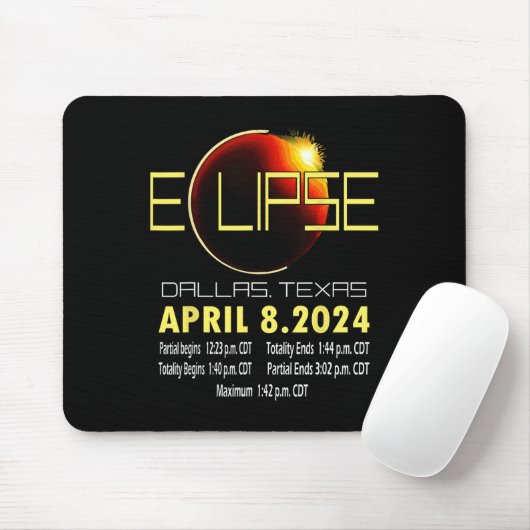 Texas Solar Eclipse 2024 Solar Eclipse Funny Texas Mousepad (Mit Mouse)