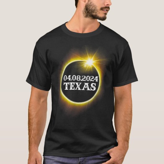 Texas Solar Eclipse April 8 2024 USA Karte Tota T-Shirt (Vorderseite)