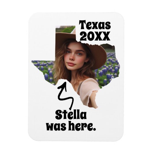 Texas Souvenir Individuelle Name, Foto und Jahr Magnet (Vertikal)