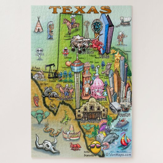 Texas-Spaß-Karte Puzzle (Vertikal)