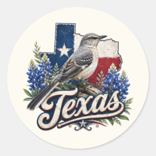 Texas Spottdrossel mit Bluebonnet-Blumen Aufkleber