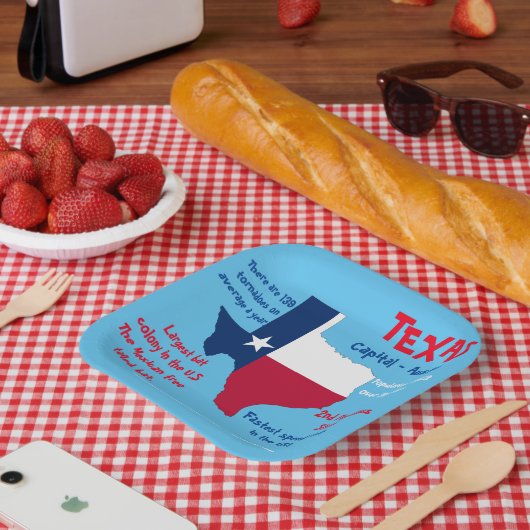 Texas Square Paper Party Plate Phantastisch Fakten Pappteller (Picknick)