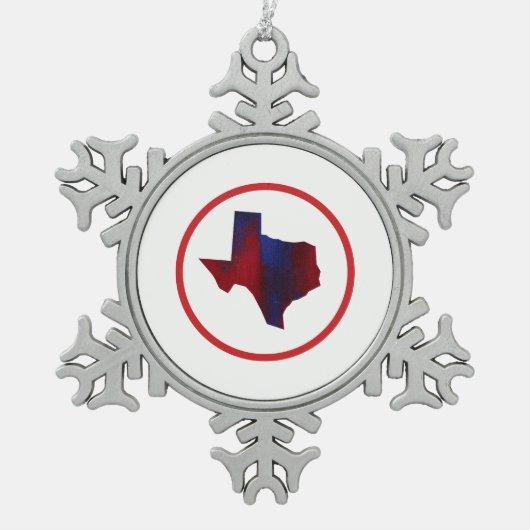 Texas Staat Abstrakt Red & Blue Schneeflocken Zinn-Ornament (Vorderseite)