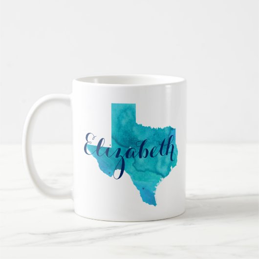 Texas Staat Aqua Blue Aqua Name Custom Coffe Kaffeetasse (Links)
