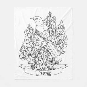 Texas Staat Bird & Blume Farbseite Fleecedecke