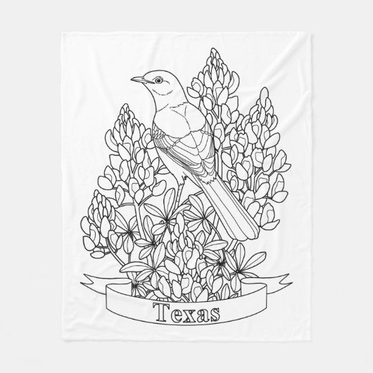 Texas Staat Bird & Blume Farbseite Fleecedecke (Vorderseite)
