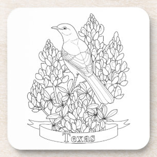 Texas Staat Bird & Blume Farbseite Getränkeuntersetzer