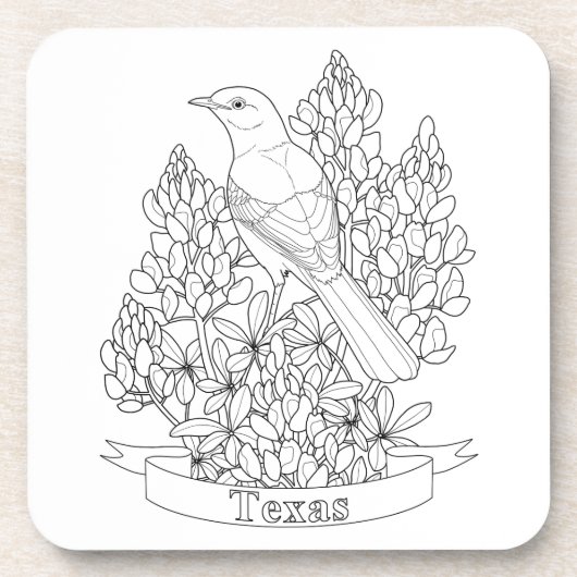 Texas Staat Bird & Blume Farbseite Getränkeuntersetzer (Vorderseite)