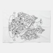 Texas Staat Bird & Blume Farbseite Küchentuch (Horizontal)