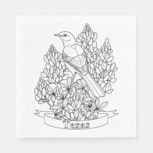 Texas Staat Bird & Blume Farbseite Serviette