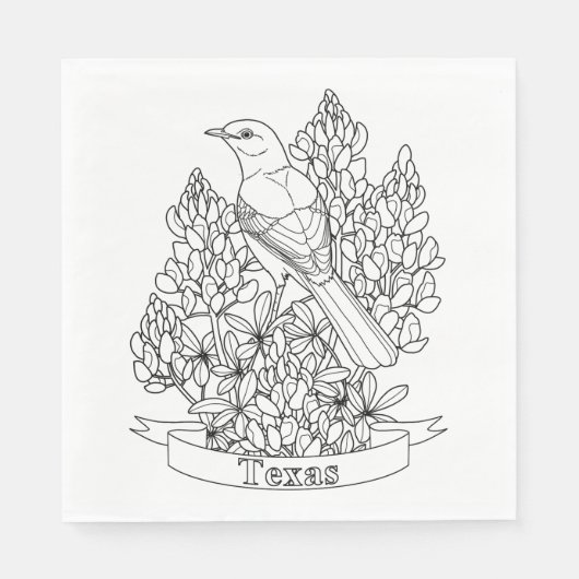 Texas Staat Bird & Blume Farbseite Serviette (Vorderseite)