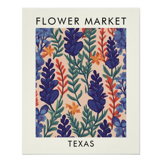 Texas Staat Bluebonnet Blume Market Poster (Vorderseite)