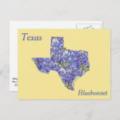 Texas Staat Blume Collage Map Postkarte (Vorne/Hinten)