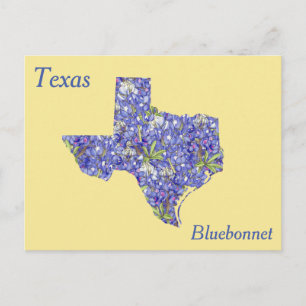 Texas Staat Blume Collage Map Postkarte