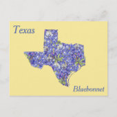 Texas Staat Blume Collage Map Postkarte (Vorderseite)